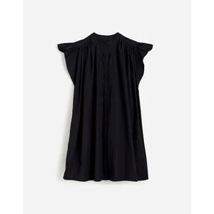 NWT Madewell Flutter Sleeve Button-Front Mini Dress Poplin black in large NU584